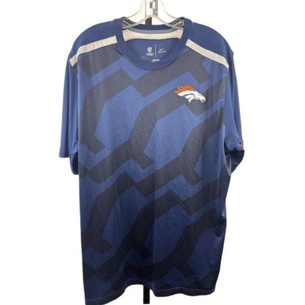 Denver‎ Broncos Nike Dri Fit NFL On Field Apparel T Shirt Men's XL Blue Orange